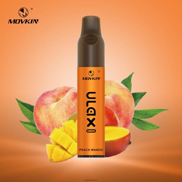 RandM Movkin Ulax 6800 (keramikas spole) atkārtoti uzlādējama vienreizēja vape pod ierīce - Best RandM Vape Flavours persiku mango V4NHV60