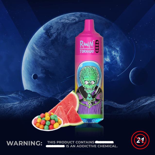 RandM Tornado 9000 vape pod ierīce 1 gab 1. versija - Best RandM Vape Flavours arbūzu gumija V4NHV130