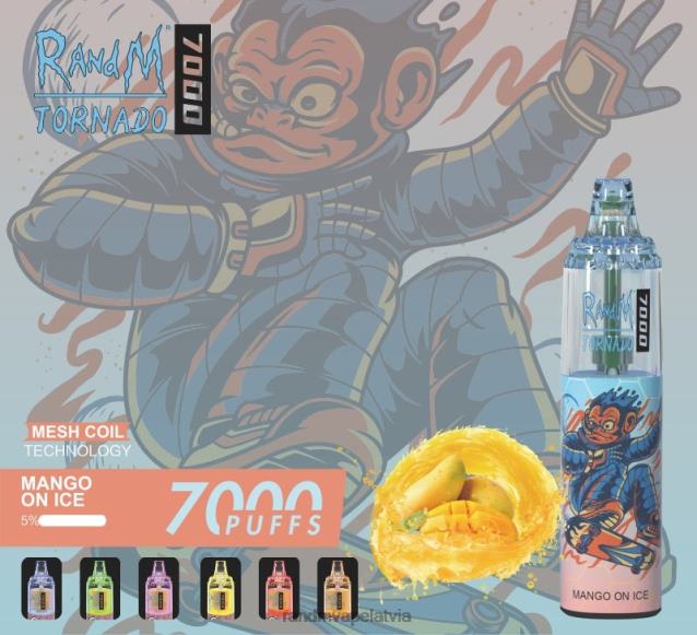 RandM Tornado 7000 gaisa plūsmas kontroles vape ierīce 1gab - Best RandM Vape Flavours mango uz ledus V4NHV170