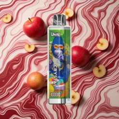 Divas Ābolu UWIN Crystal 10000 Puffs Vienreizlietojamais Vape ar RGB gaismām un 18ml e-šķidruma ietilpību