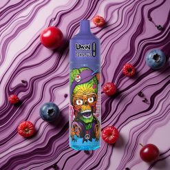 Zemeņu-ķiršu-brūkleņu Uwin Tornado 35K Music izmēģināma e-cigarete ar līdz 35 000 piepildījumiem un 600mAh akumulatoru